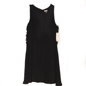 Tobi little black dress deep plunge open side sz L